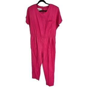 Vtg 1990s Joan Walters Womens Sz 14 Junpsuit One Piece Bright Pink Short Sleeve